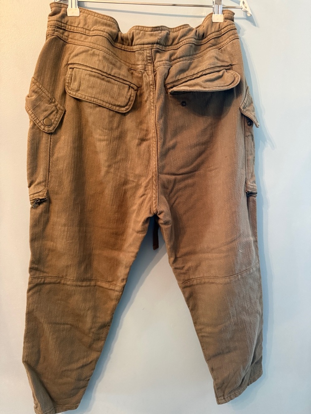 Unisex Drawstring Cargo Pants in Military Brown/Green - Picture 2 of 7